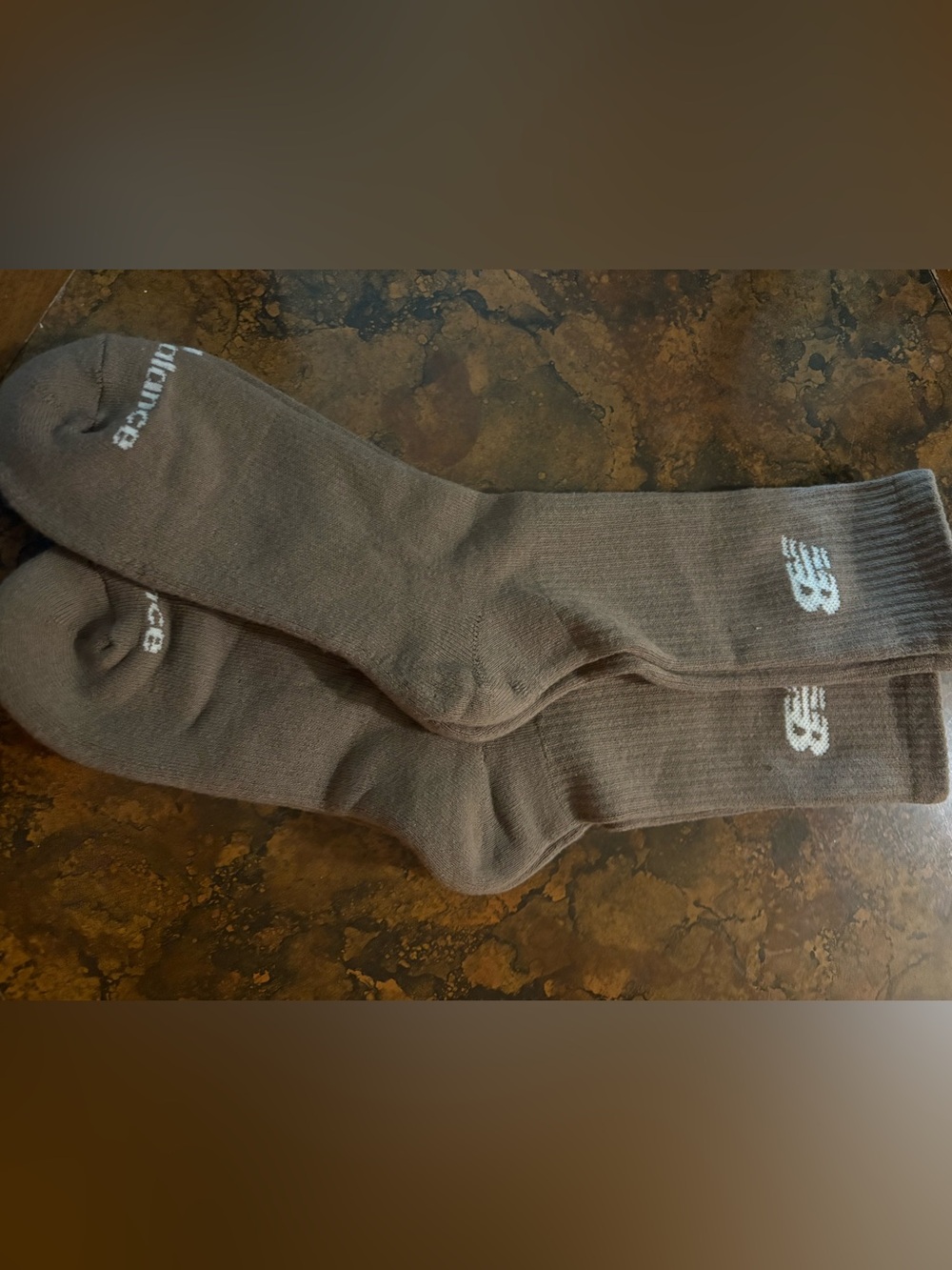 NWOT New Balance Brown Crew Athletic Socks with White Logo